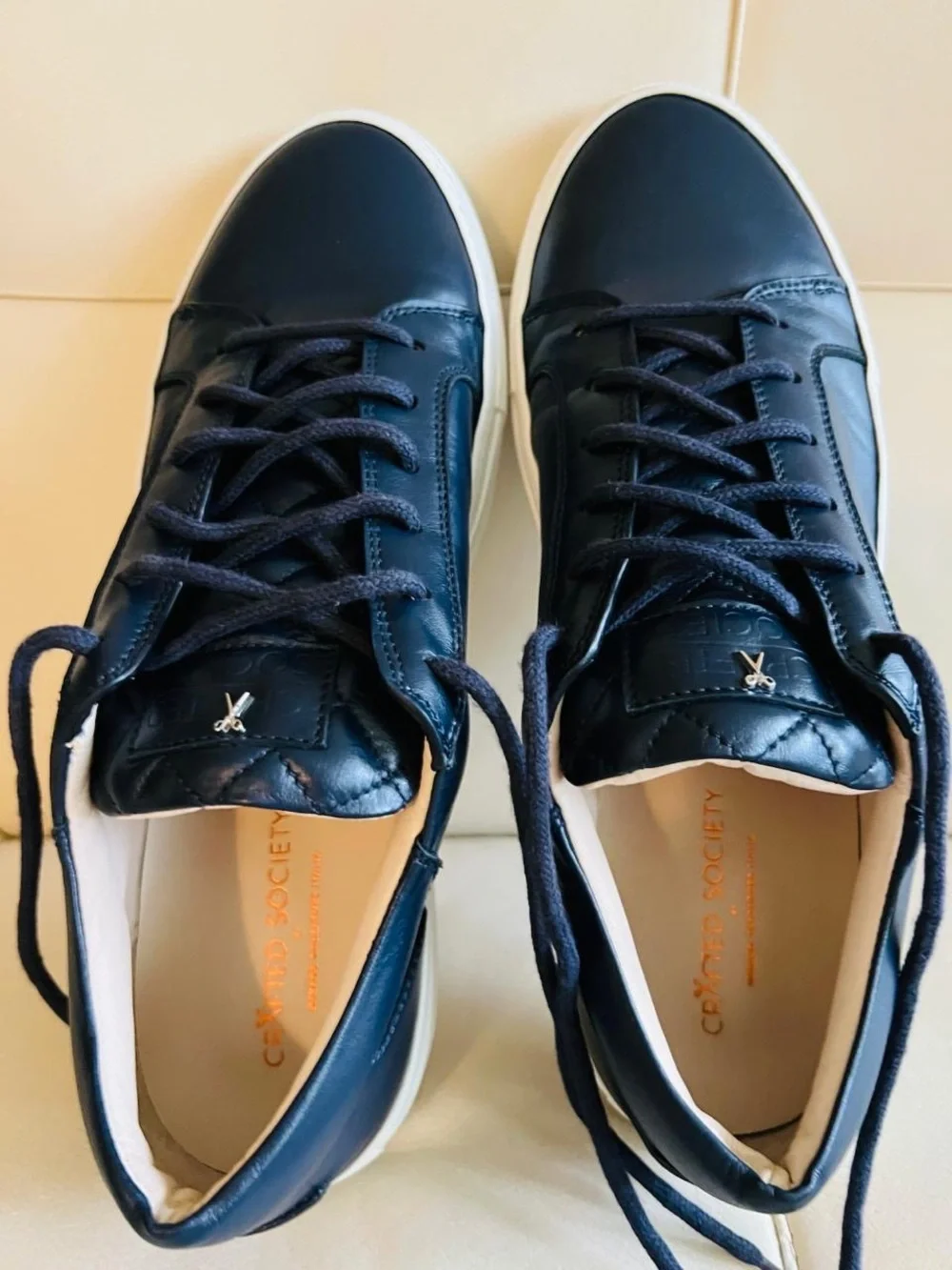 Black Leather Low-Top Sneakers with White Sole by